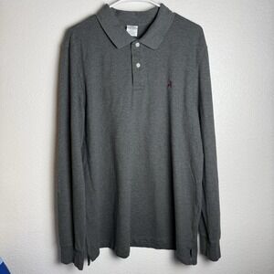 Brooks Brothers Mens XL Slim Fit Polo Long Sleeve Gray Cotton‎ Stretch